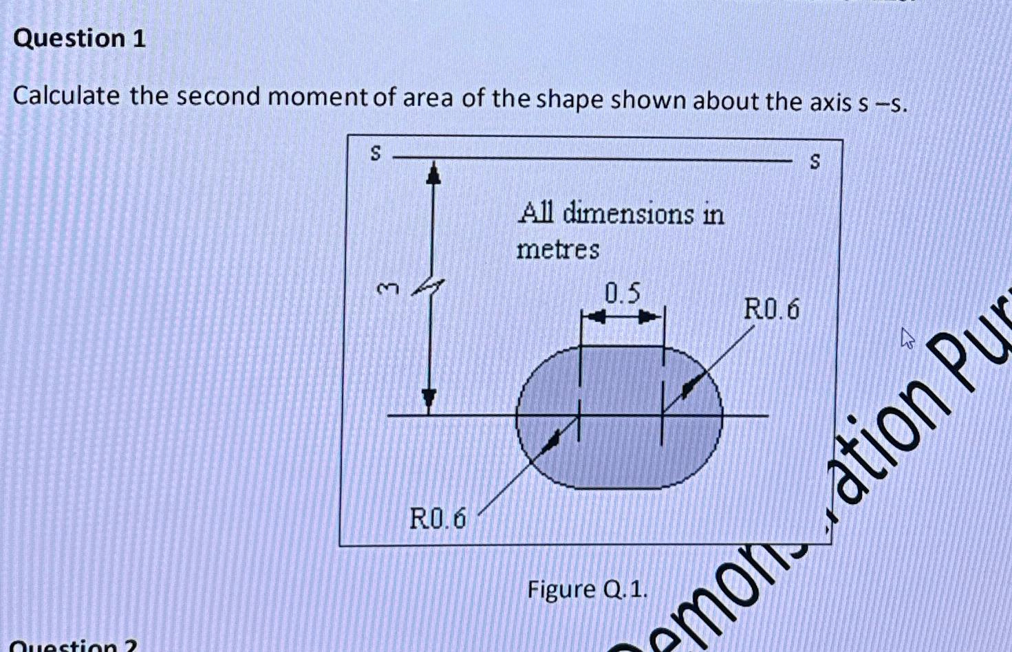 Solved Question 1Calculate the second moment of area of the | Chegg.com