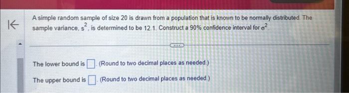 Solved A simple random sample of size 20 is drawn from a | Chegg.com