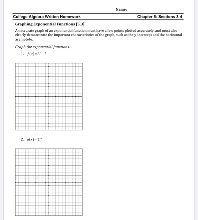 Solved Name College Algebra Written Homework Chapter 5