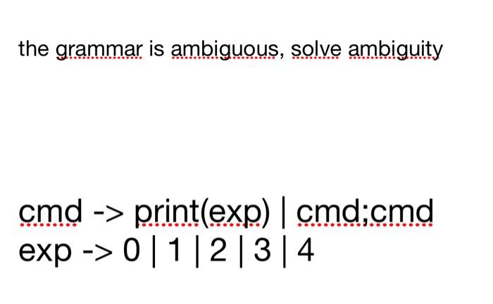 Solved The Grammar Is Ambiguous, Solve Ambiguity Cmd -> | Chegg.com