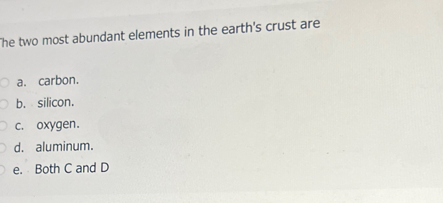 Solved he two most abundant elements in the earth's crust | Chegg.com