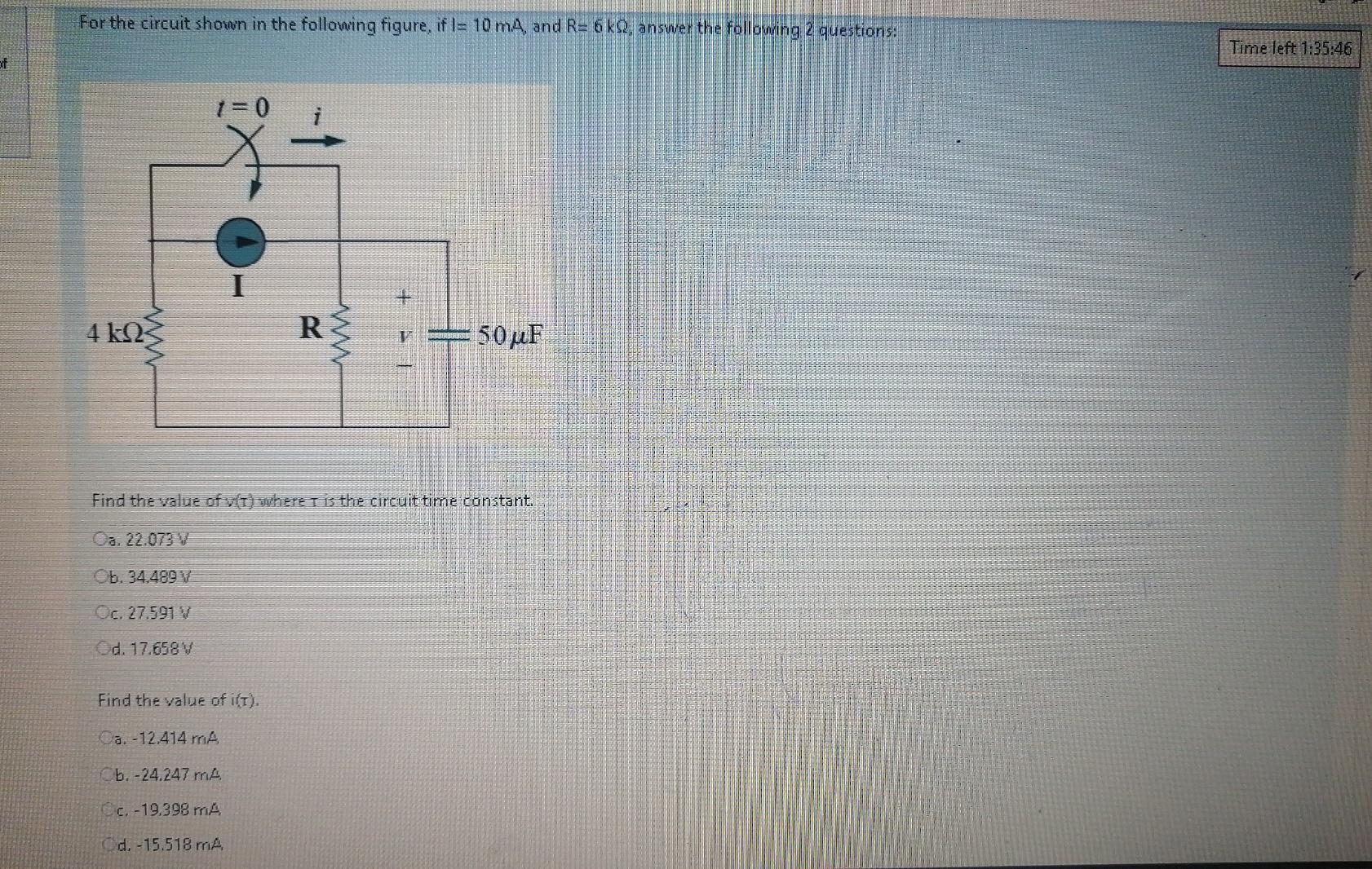 Solved For The Circuit Shown In The Following Figure, If I= | Chegg.com