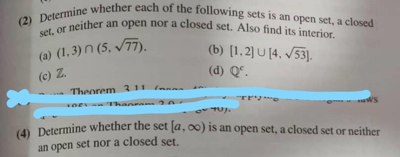 Solved (2) Determine whether each of the following sets is | Chegg.com