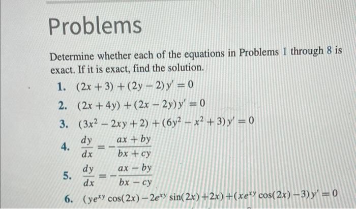 Solved Problems Determine whether each of the equations in | Chegg.com