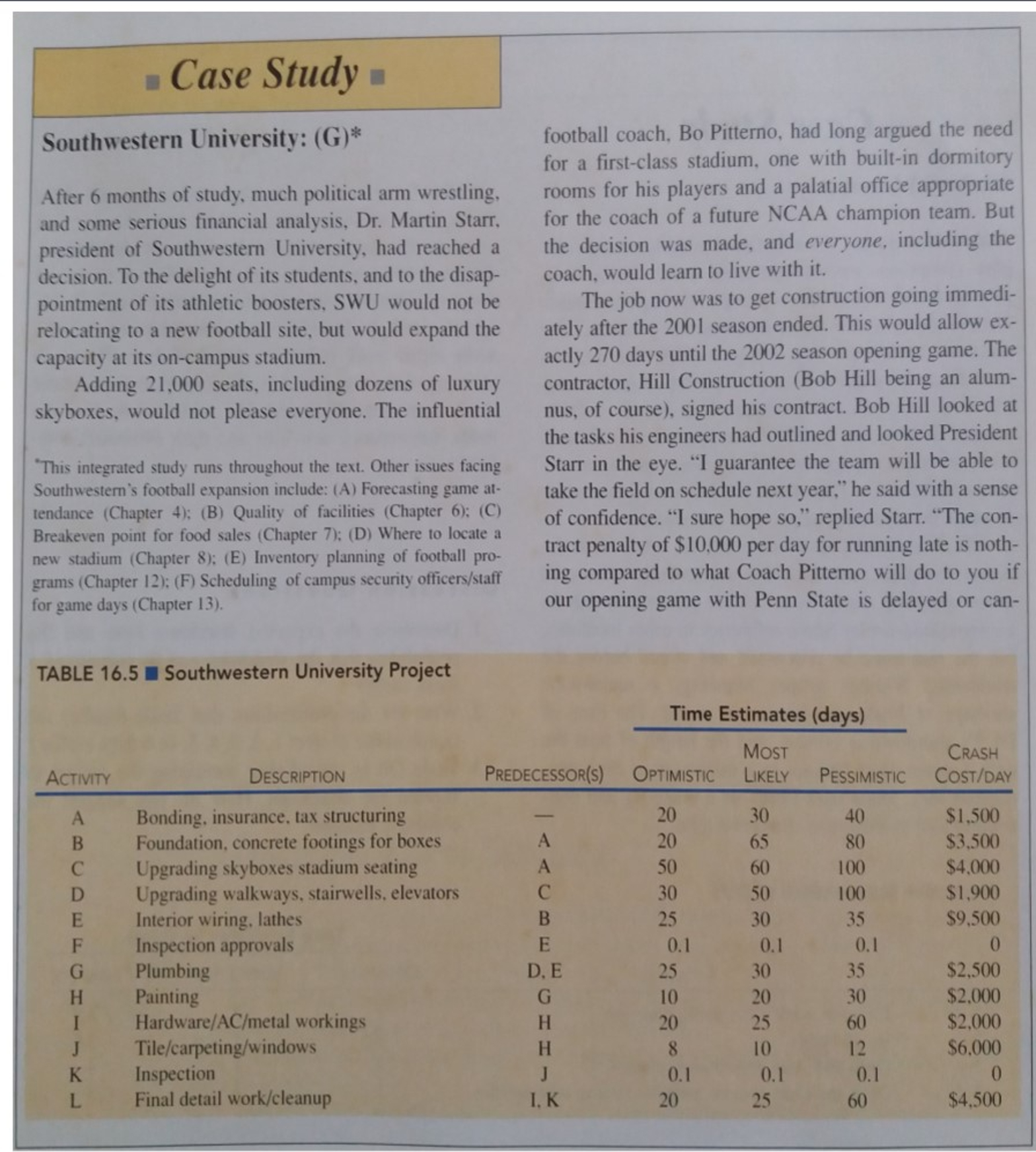 Solved Based On This Case Study Southwestern University | Chegg.com