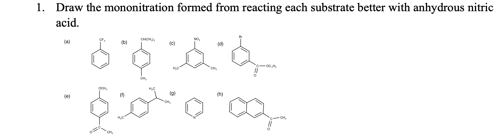 Solved Draw the mononitration formed from reacting each | Chegg.com