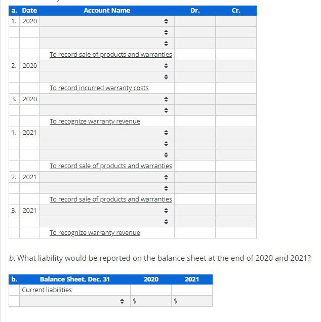 Solved Recording and Reporting Warranties During 2020, Ward