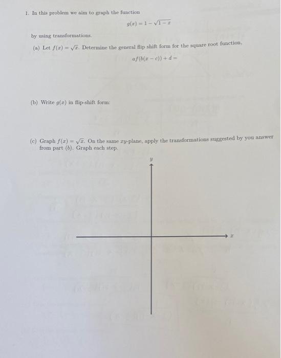 Solved 1. In this problem we aim to graph the function 9(x) | Chegg.com