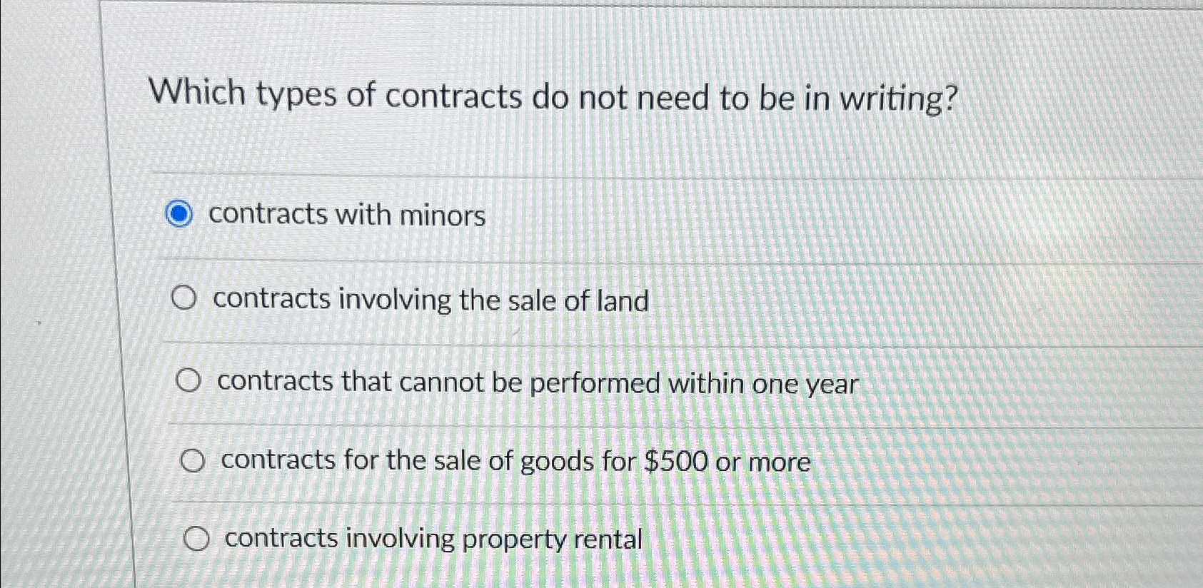 Solved Which types of contracts do not need to be in | Chegg.com