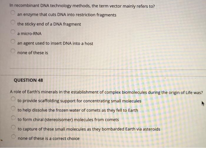 Solved In recombinant DNA technology methods, the term | Chegg.com