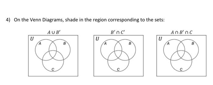 Solved 4) On the Venn Diagrams, shade in the region | Chegg.com