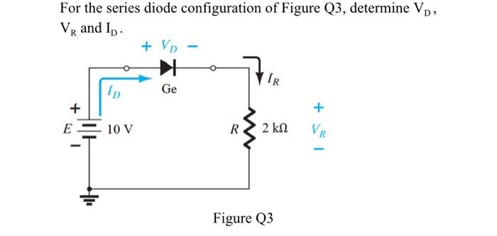 Solved For the series diode configuration of Figure Q3, | Chegg.com