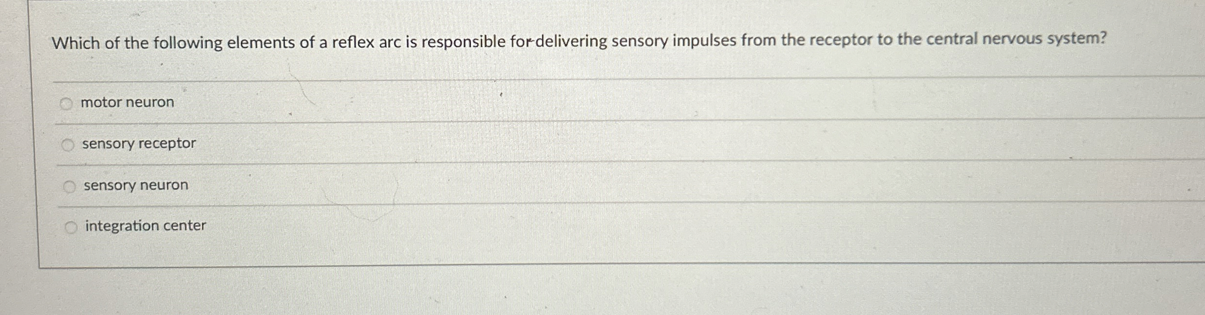 Solved Which of the following elements of a reflex arc is | Chegg.com