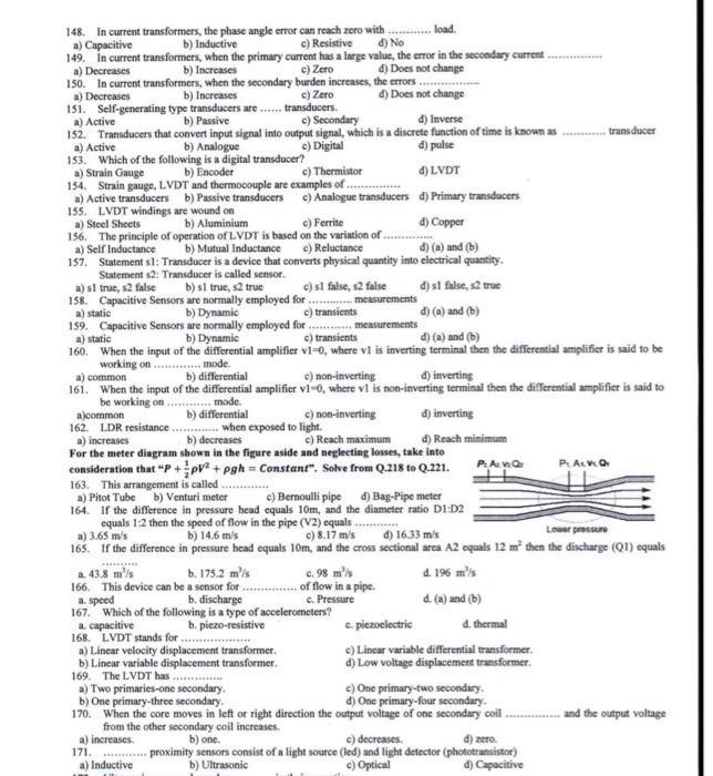 Solved 148. In current transformers, the phase angle crror