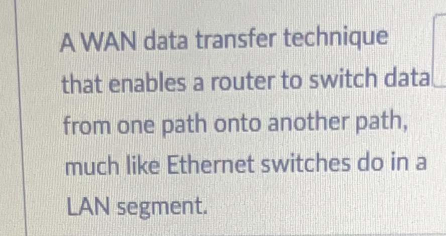 Solved A WAN data transfer technique that enables a router | Chegg.com