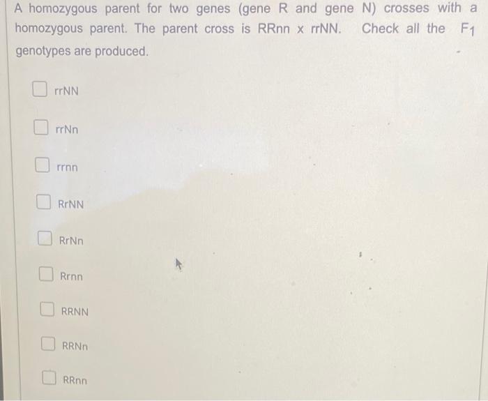 Solved A homozygous recessive parent 1 for gene G crosses | Chegg.com