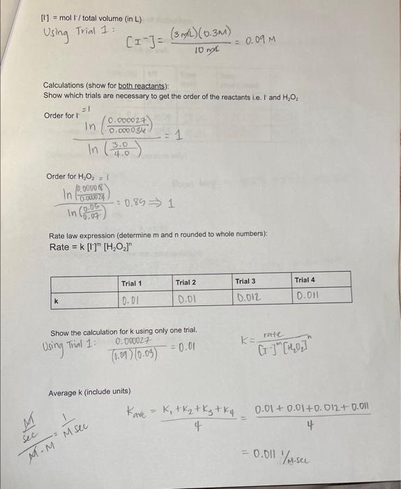 Solved Part B: Calculation Of Energy Of Activation: Note: | Chegg.com