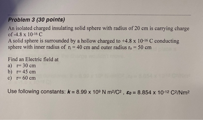 Solved Problem 3 (30 Points) An Isolated Charged Insulating | Chegg.com