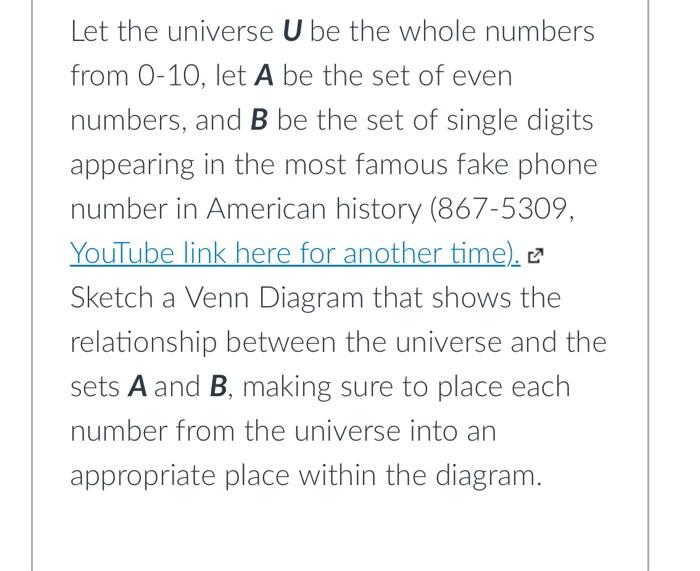 Solved Let The Universe U Be The Whole Numbers From 0-10, | Chegg.com