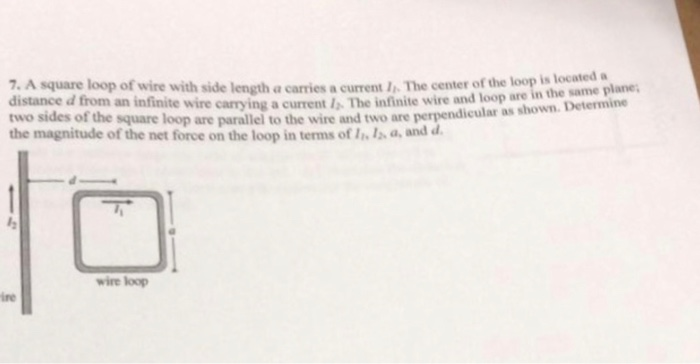 Solved 7. A square loop of wire with side length a carries a | Chegg.com
