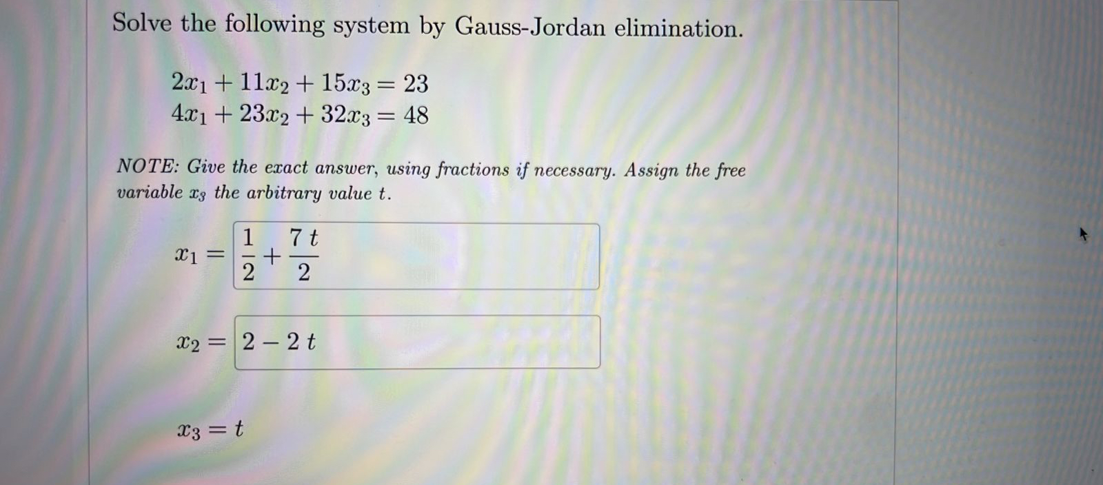 Solved Solve The Following System By Gauss-Jordan | Chegg.com