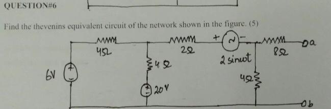 Solved QUESTION#6 + pa Find the thevenins equivalent circuit | Chegg.com
