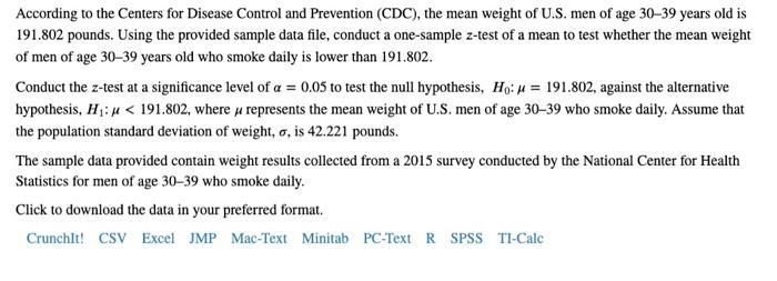 Solved According to the Centers for Disease Control and