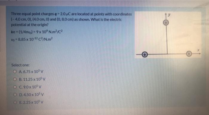 Solved Three equal point charges q - 2.04 are located at | Chegg.com