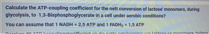 Solved Calculate the ATP-coupling coefficient for the nett | Chegg.com