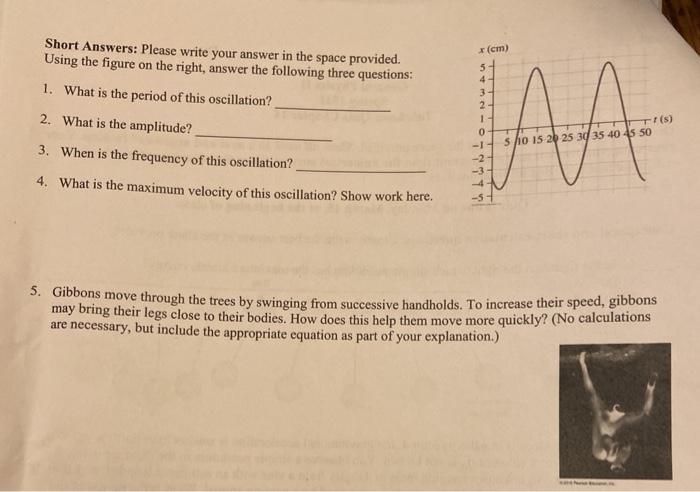 Solved (cm) Short Answers: Please write your answer in the | Chegg.com