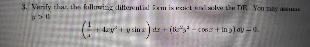 Solved 3. Verify that the following differential form is | Chegg.com