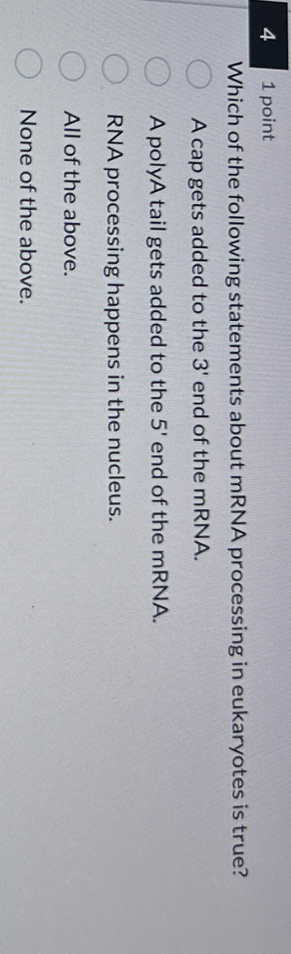 Solved 41 ﻿pointWhich of the following statements about mRNA | Chegg.com