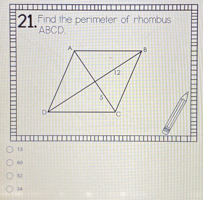 What is the Perimeter of Rhombus ABCD? Learn How to Calculate It Easily