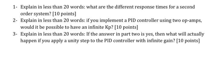 Solved 1. Explain in less than 20 words: what are the | Chegg.com