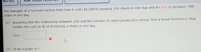 Solved The manager of a furniture factory finds that it | Chegg.com
