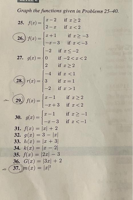 Solved Graph the functions given in Problems 25-40. 25. | Chegg.com