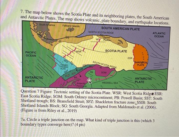 Solved 7. The map below shows the Scotia Plate and its