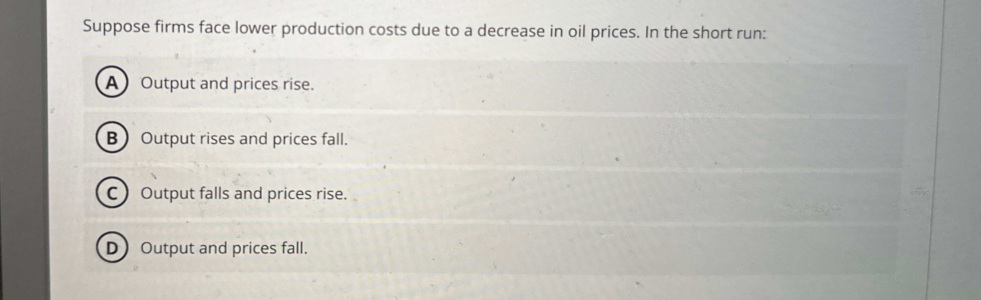 Solved Suppose firms face lower production costs due to a | Chegg.com