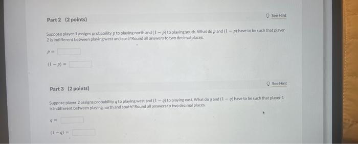 Solved Payer 1 and player 2 are playing a simultaneous move | Chegg.com