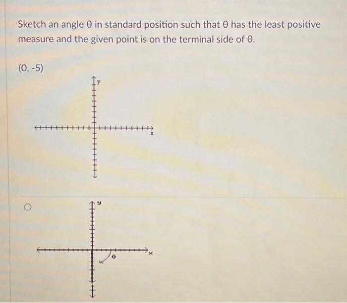 Solved Sketch an angle in standard position such that has | Chegg.com