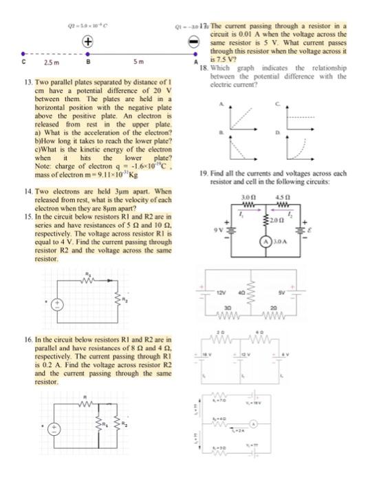 Solved 1. The current passing through a resistor in a | Chegg.com