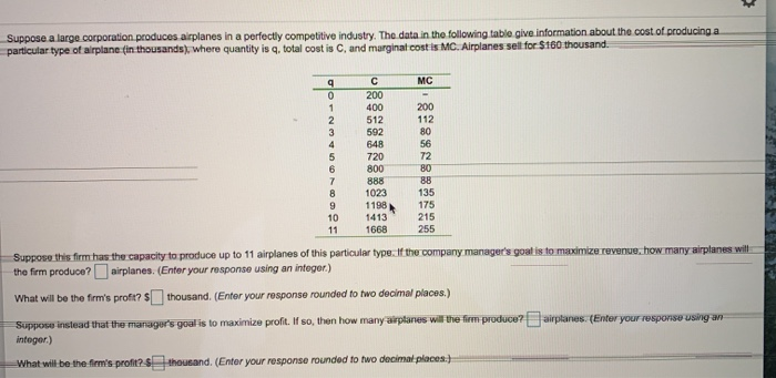 Solved Suppose A Large Corporation Produces Airplanes In A | Chegg.com