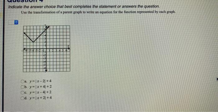 Solved Indicate the answer choice that best completes the | Chegg.com