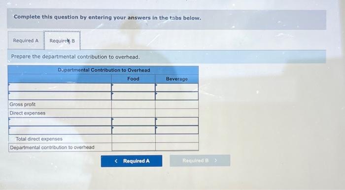 Use The Information Below To Prepare (a) Departmental | Chegg.com