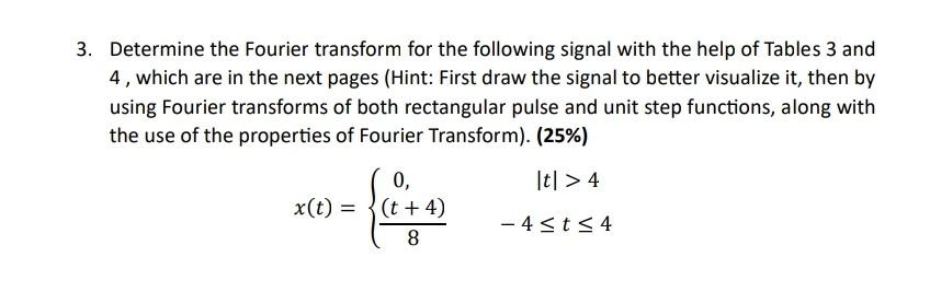 Solved Determine The Fourier Transform For The Following | Chegg.com