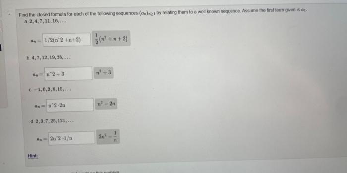 Solved Find the closed formila for each of the following | Chegg.com