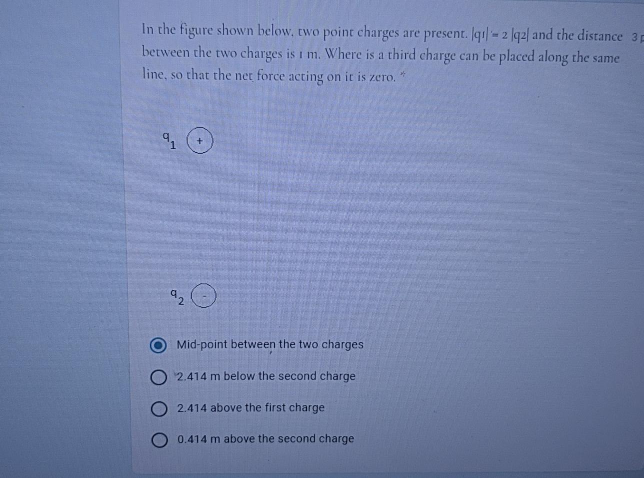 Solved In the figure shown below, two point charges are | Chegg.com