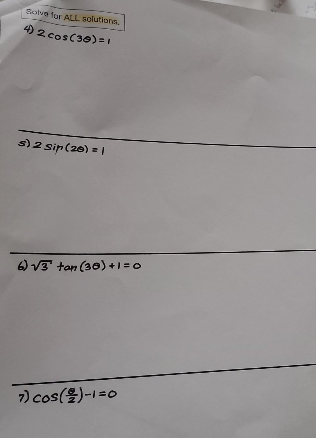 yadi 2 cos 3 theta 1 hai to theta ka maan hoga