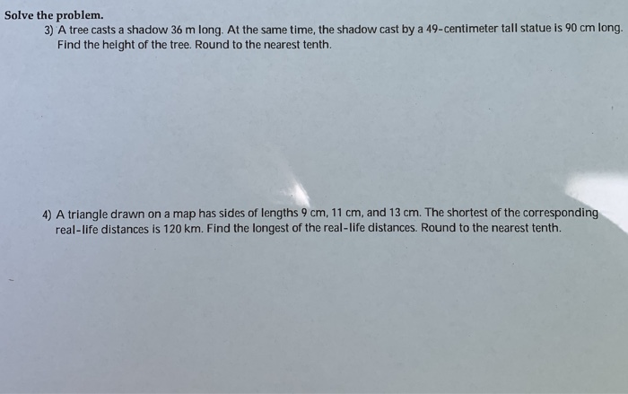 Solved Solve the problem. 3) A tree casts a shadow 36 m | Chegg.com