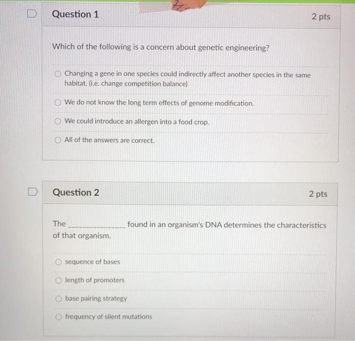 Solved D Question 1 2 pts Which of the following is a | Chegg.com